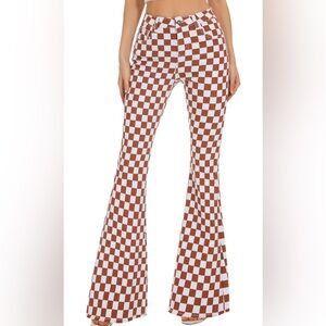 Bell Bottom Jeans for Women High Waisted Stretch Plaid Flare Jeans Bootcut Pants